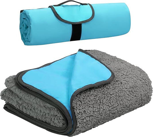 Tirrinia Large Waterproof Outdoor Blanket, Soft Warm Windproof Stadium Blanket with Sherpa Fleece and Foldable for Outdoor Sport, Baseball, Football, Beach, Concerts, Car