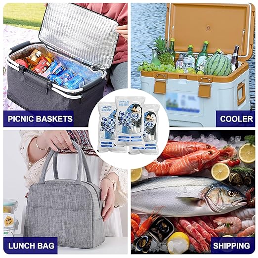 Mr.Ice Dry Ice Packs for Coolers, 8 Pack Ice Packs for Lunch Boxes Cold Packaging for Shipping Reusable, Long Lasting Shipping Cold Packs for Mailing, Newly Dry Ice Packets, Keep Food Drink Cool