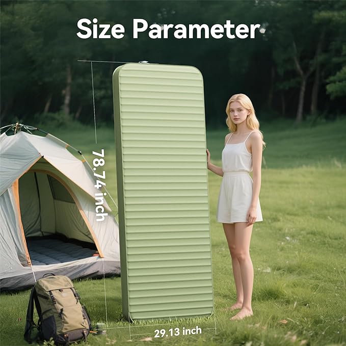 Camping Sleeping Pad, 4" Ultra-Thick Memory Foam Camping Mat with Built-in Electric Pump, 9.5 R-Value Insulated Self Inflating Air Mattress Sleeping Pads for Car Travel Tent Essentials