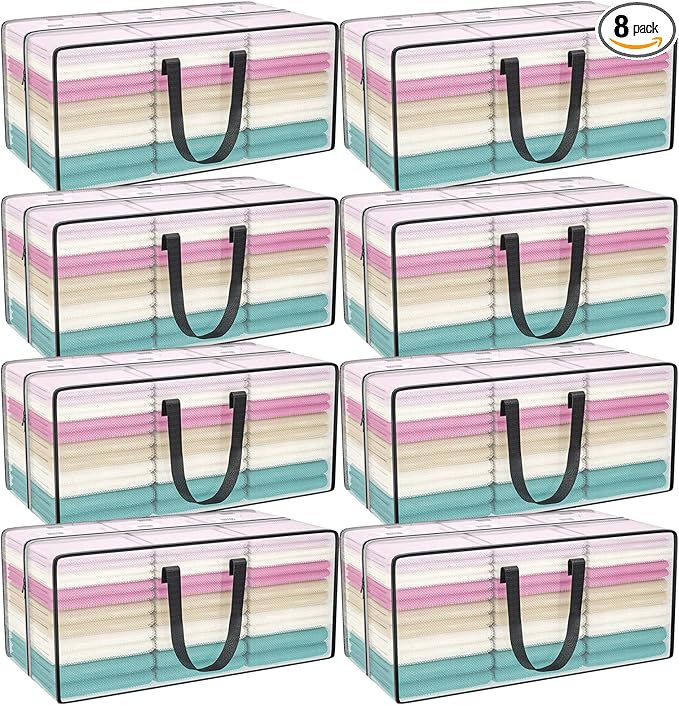 Clear Storage Bags with Zipper, 2 Pack Large Moving Bags Heavy Duty Extra Large, Plastic Storage Totes for Clothes, College dorm Packing Bag with Strong Handles