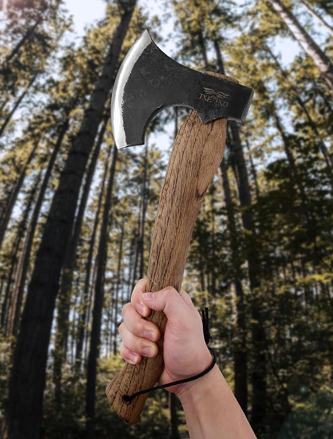 The Frostbreaker - Camping Hatchet - Forged Steel Axe with Leather Sheath - Survival Axe for Wood Splitting and Chopping - Bushcraft Hatchet - Perfect for Outdoor Adventures