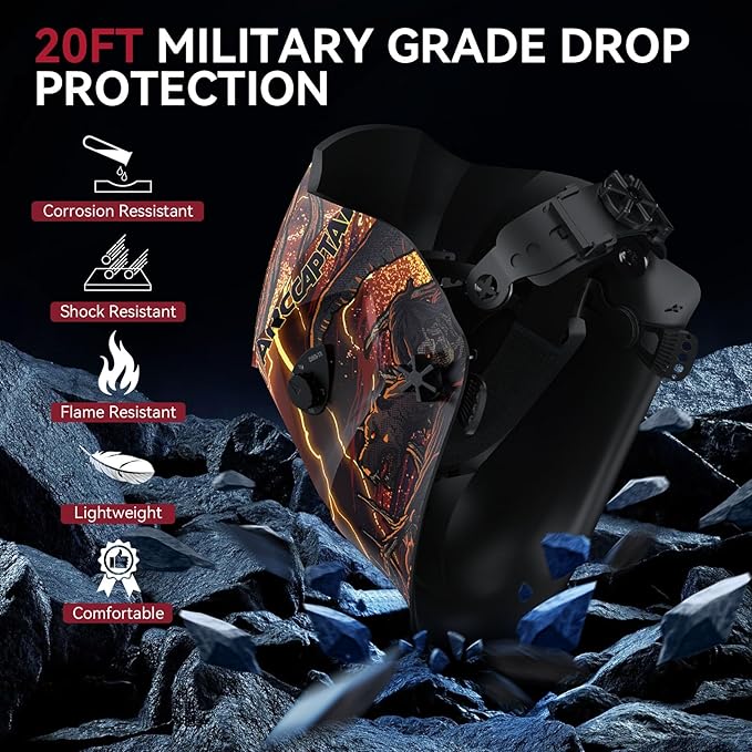 ARCCAPTAIN Welding Helmet Auto Darkening, 1/1/1/1 True Color Welding Hood, 4 Arc Sensor 1/25000s Response Time Solar Powered Weld Hood Helmet, Death Skeleton