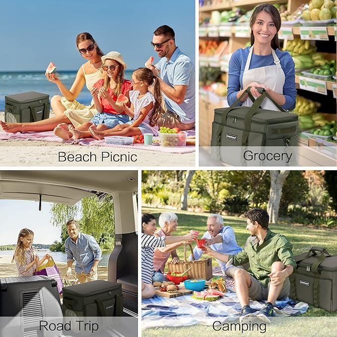 Soft Insulated Cooler Bag Collapsible Large Travel Coolers Soft Sided Coolers Ice Chest, Leakproof, Waterproof