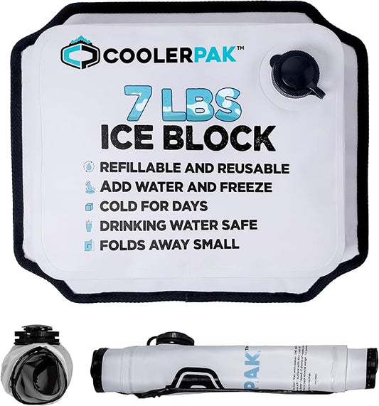 7lb, 10lb, 15lb Refillable Reusable Ice Pack – Stays Cold for Days – Non-Toxic, Leakproof, and Suitable for Potable Drinking Water – Built Tough, Rolls Up for Easy Storage