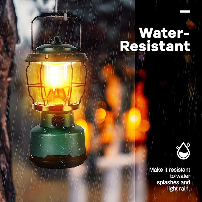 LED Camping Lantern, Water Resistant Emergency Light for Power Outage, Hurricane, Hiking