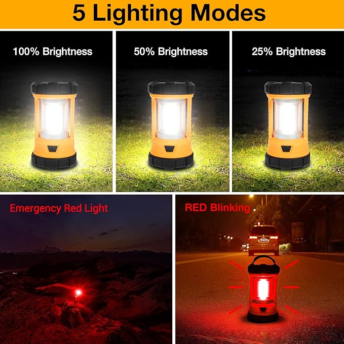 CT CAPETRONIX Camping Lantern, 3200LM Bright Camping Light, 4600mAh Rechargeable LED Lantern for Power Outages, 5 Light Modes Camping Lamp for Fishing/Hurricane/Emergency, Camping Must Haves