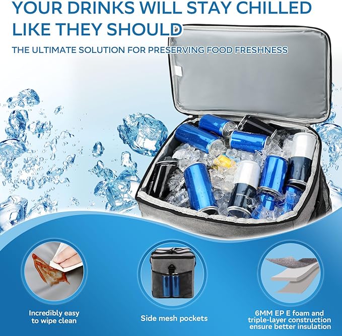 Portable Soft Cooler Bag - 24/60 Can Insulated Camping Cooler, Leakproof Collapsible Soft Sided Cooler for Drink, Suitable for Picnic, Beach, Outdoor, Lunch, Work, Ice Chest