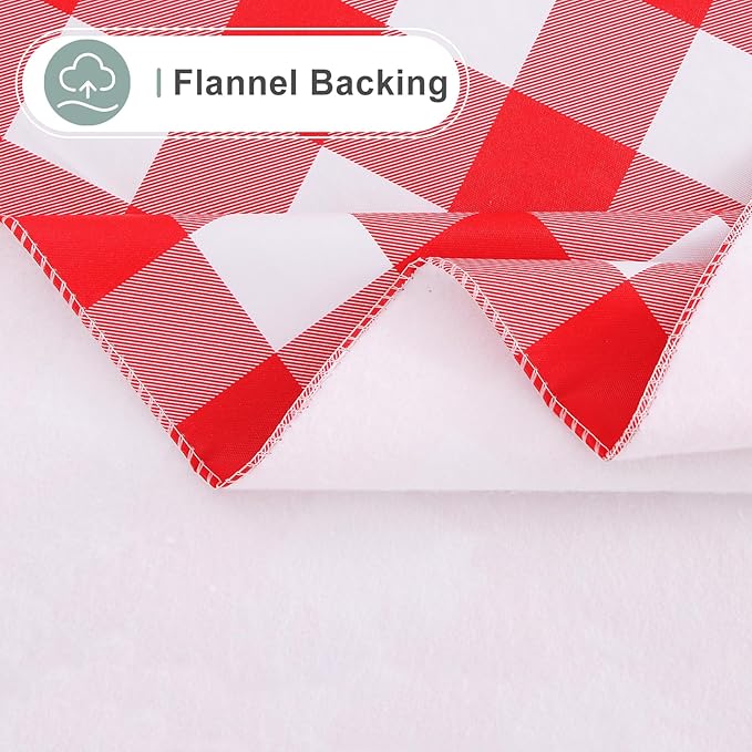 misaya Rectangle Waterproof Vinyl Table Cloth, Buffalo Flannel Backed Tablecloth, Wipeable Plastic Table Cover for Dinner, Kitchen, Outdoor (54" x 78", Red and White)