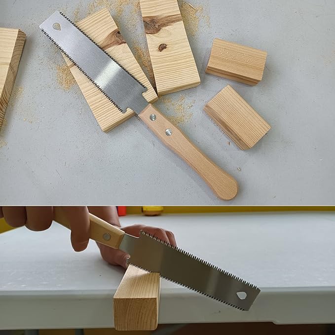 Small Woodworking Hand Saw, 6 inch Flexible Blade Double edge TPI 17/11 Pull Saw for Craft, Hobby, DIY, Non Slip Wood Handle Garden Trim, Sharp and Light Woodworking Tools