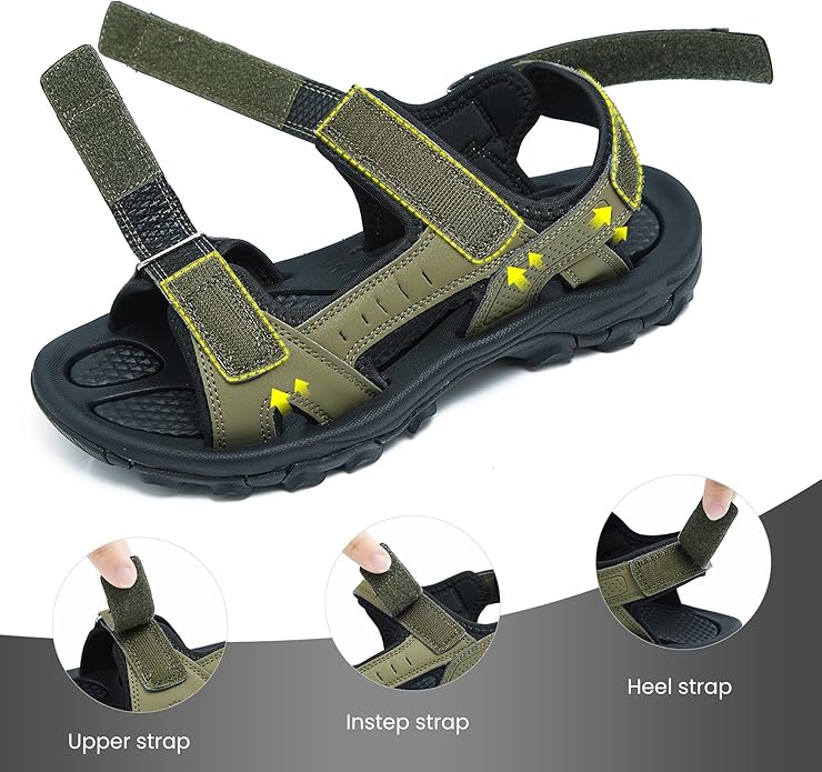Men's Sandals Open Toe Water Sandals,Athletic and Outdoor Hiking Sandal Waterproof Lightweight with Adjustable Strap