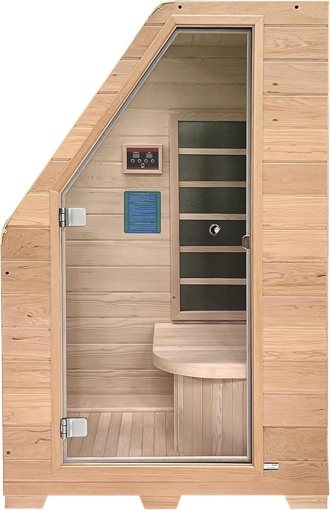 Durasage 1-Person Carbon Infrared Sauna for Home Use – Indoor Hemlock Wood Sauna with 760W Heating Panels, Digital Touchpad, Relaxation Spa, Easy Assembly, Full Body Detox, Stress Relief