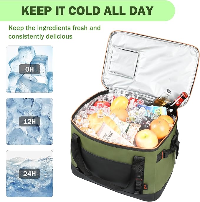 Tirrinia Large Cooler Bag Insulated, 48 Cans Leakproof Soft Camping Coolers, Portable Beach Cooler with Shoulder Strap for Picnic, Beach, Travel Road Trip