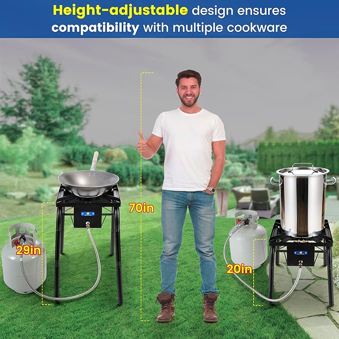 ARC 220,000 BTU Propane Burner for Outdoor Cooking w/Jet Burner, Single Burner Propane Stove Wok Burner Gas Burner,ideal for Woks, Skillets and Pots, w/Height Adjustable Legs