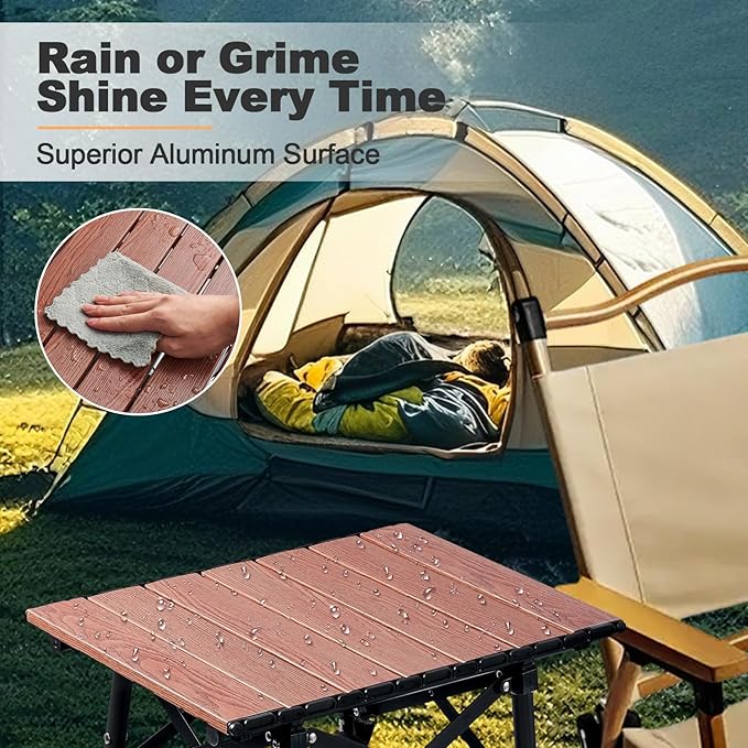 Odoland Folding Camping Table, Adjustable Height Portable Lightweight Mini Beach Table with Storage Bag for Outdoor Picnic Hiking Travelling