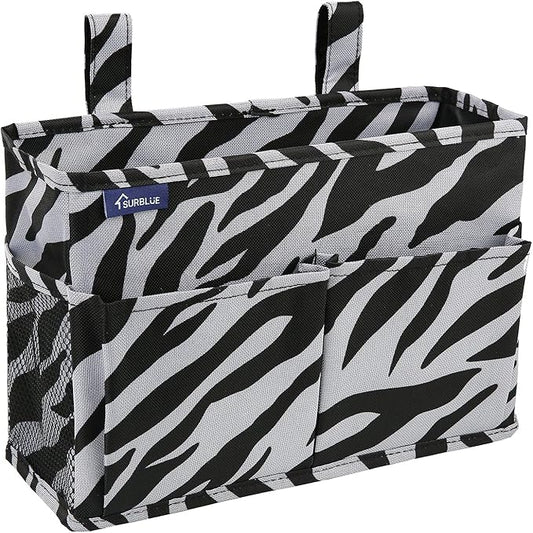 Surblue Caddy Hanging Organizer Bedside Storage Bag for Bunk and Hospital Beds, Zebra, Small