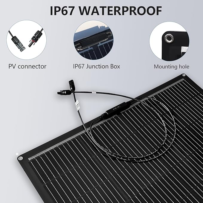 XINPUGUANG Flexible Solar Panel 200 Watts Monocrystalline Fiberglass Solar Modules Charger Off-Grid for 12V System Boat RV Cabin Van Car Uneven Surfaces (200W)