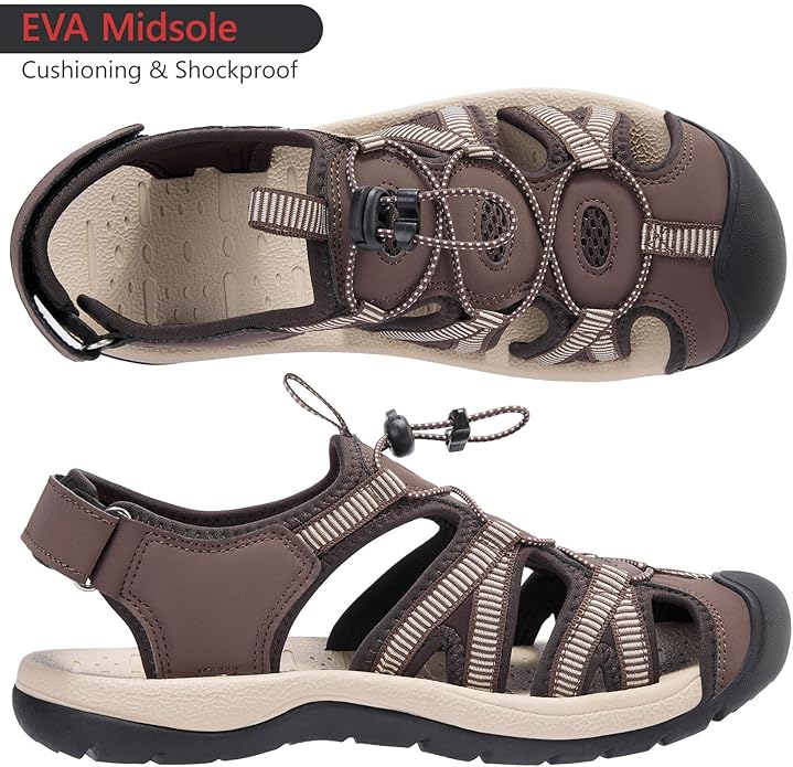 CAMELSPORTS Men's Hiking Sandals Closed Toe Outdoor Beach Sandal Waterproof Sport Fisherman Sandals Water Shoes