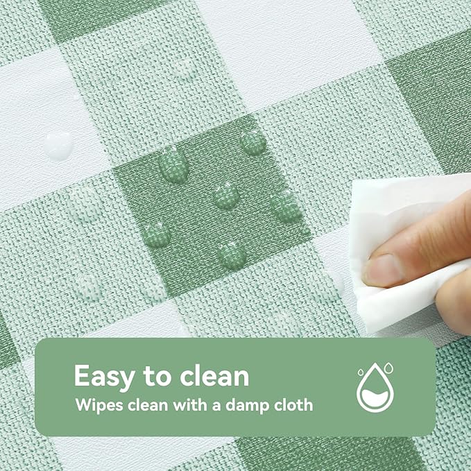 Romanstile Rectangle Plastic Tablecloth, 100% Waterproof Oil-Proof Checkered PVC Table Cloth, Heavy Duty Vinyl Table Cover for Dining, Camping, Picnic, Outdoor - 54 x 108 Inch, Sage Green