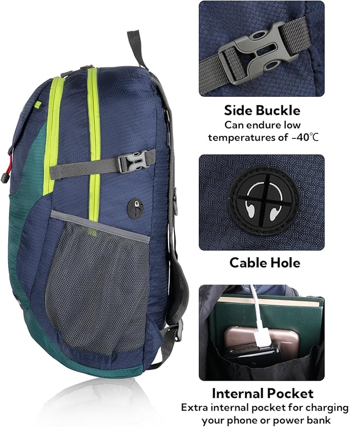 WATERFLY Lightweight Packable Hiking Backpack: 30L Foldable Travel Daypack Ultralight Camping Day Pack for Woman Man