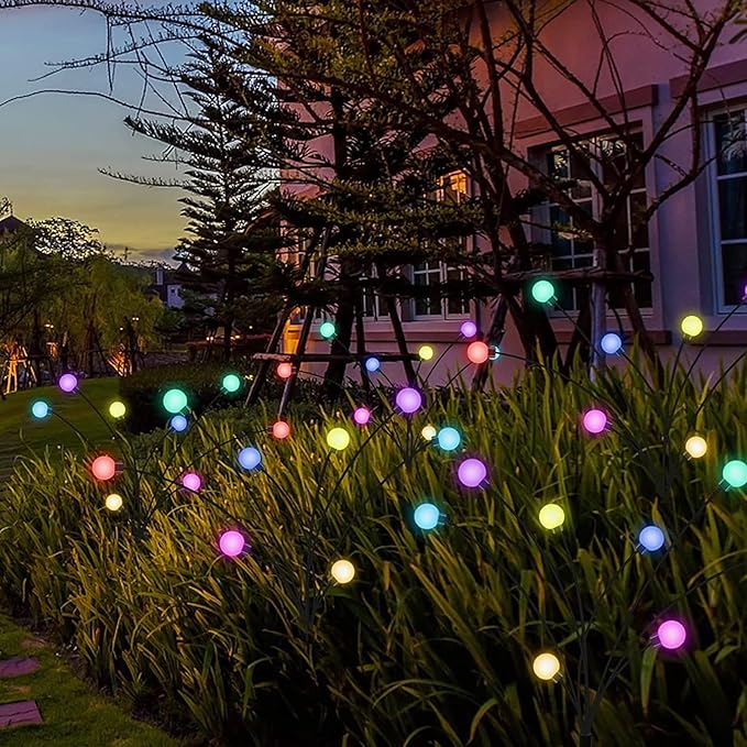 Multicolour-4Pack 32LED Firefly Multicolour Changing Lights,Garden Solar Lights Outdoor Decorative,Yard Waterproof Solar (Multicolour-4pcs)