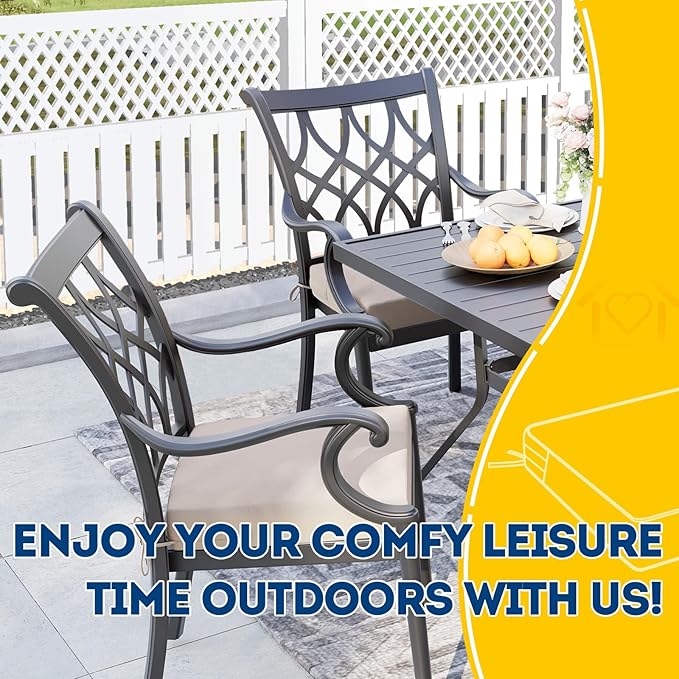 AAAAAcessories Outdoor Seat Cushions for Chairs, Waterproof, Fade-Resistant Patio Furniture Replacement Cushions, 18" x 18" x 2", Set of 2, Khaki Beige