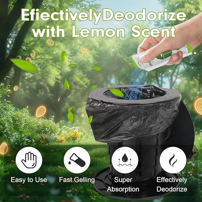 Sckee 30 Packets Poo Gel for Portable Toilet, Portable Toilet Powder Poo Urine Powder for Hiking, Car, Travel, Truck, RV, Boating, Road Trips, Outdoor Indoor Use