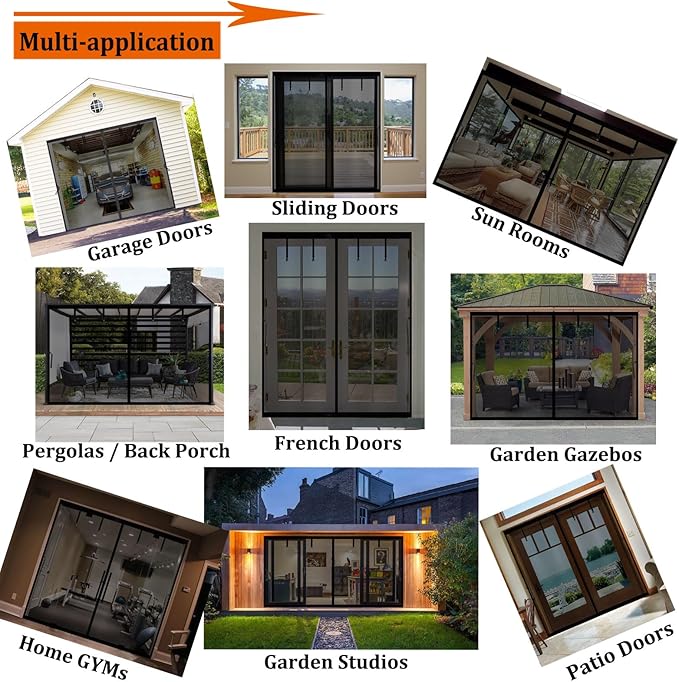 Magnetic Garage Door Screen Kit 12x8 FT - Retractable Mesh Net Screen Door with Fiberglass Mesh for 1 Car Garage 12x8ft, Blocks Bugs & Provides Privacy - Perfect for Workshop, Gym, or Patio