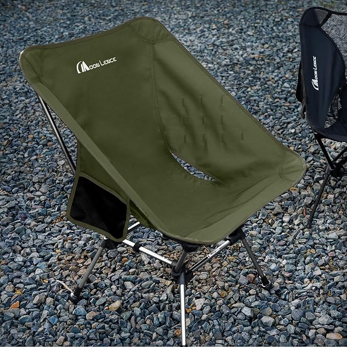 MOON LENCE Camping Chair Plus, Upgraded Comfort & Size, Still Compact and Lightweight, Folding Portable Chair for Backpacking & Hiking, 400Lbs Capacity, Gen 3 Plus (Green 2 Pack (Plus))