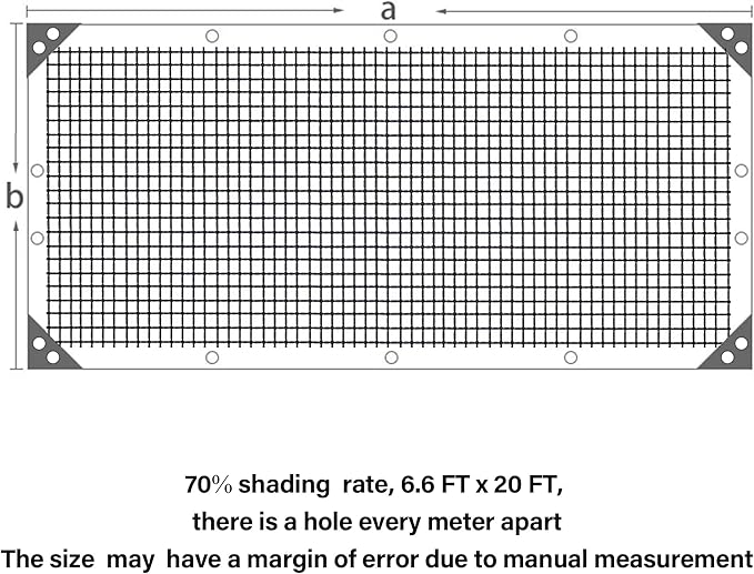 winemana Black Shade Cloth 70%, 6.6x20 FT Mesh Tarp - Garden Shade for Greenhouse, Patio, Vegetables, Plants Cover and Chicken Coops, Sun Shade Net for Outdoor Protection with Reinforced Grommets
