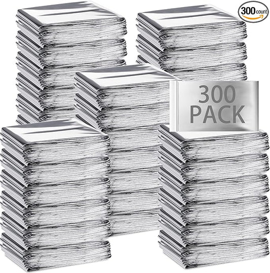 Macarrie Emergency Blanket Bulk Survival Thermal Silver Foil Reflective Blankets Pack for Cold Outdoors Camping Hiking First Aid Shelter Space Emergency Supplies Set