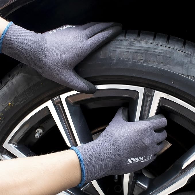 Kebada Work Gloves for Men and Women, Foam Nitrile Coated Safety Gloves with Grip, Ideal for Warehouse Package Handling, Gardening, Mechanic and Construction, Small