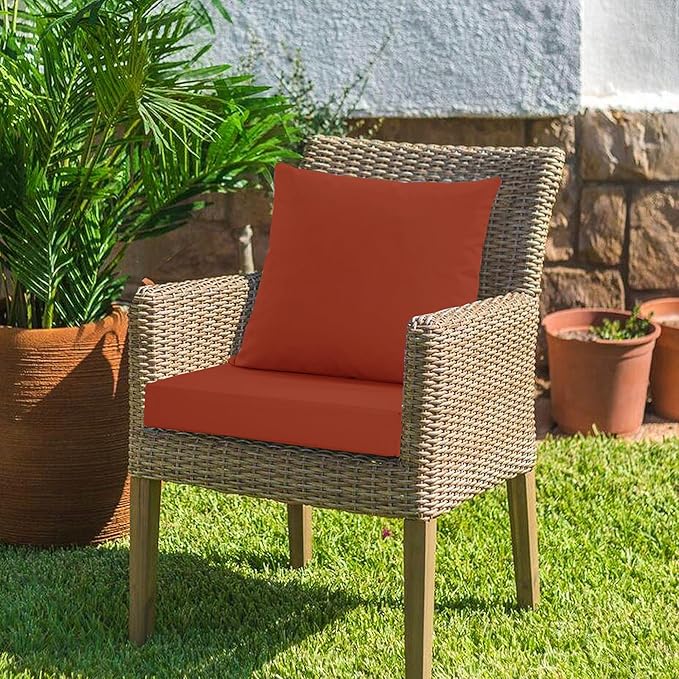 Outdoor Cushions for Patio Furniture, Waterproof Outdoor Chair Cushion w/Fade-Resistant, Removable & Machine-Washable Cover, 22x22 Inch, Deep Seat Sofa/Couch Pad Replacement – Set of 1/2/4, Rust