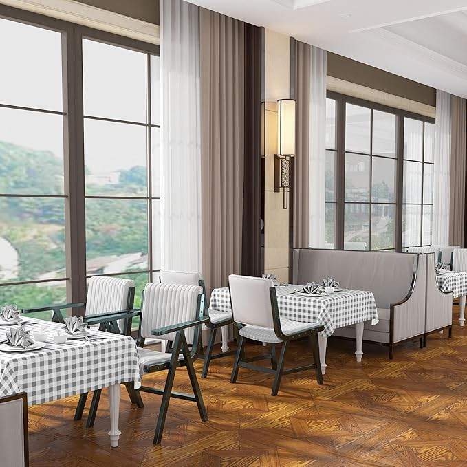 misaya Rectangle Waterproof Vinyl Table Cloth, Buffalo Flannel Backed Tablecloth, Wipeable Plastic Table Cover for Dinner, Kitchen, Outdoor (54" x 120", Grey and White)