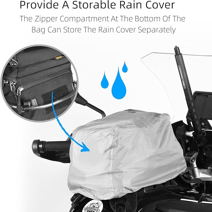 Rhinowalk motorcycle tank bag backpack, separate water bag, duffel bag with molle system, fits most adventure and sport motorcycle frames