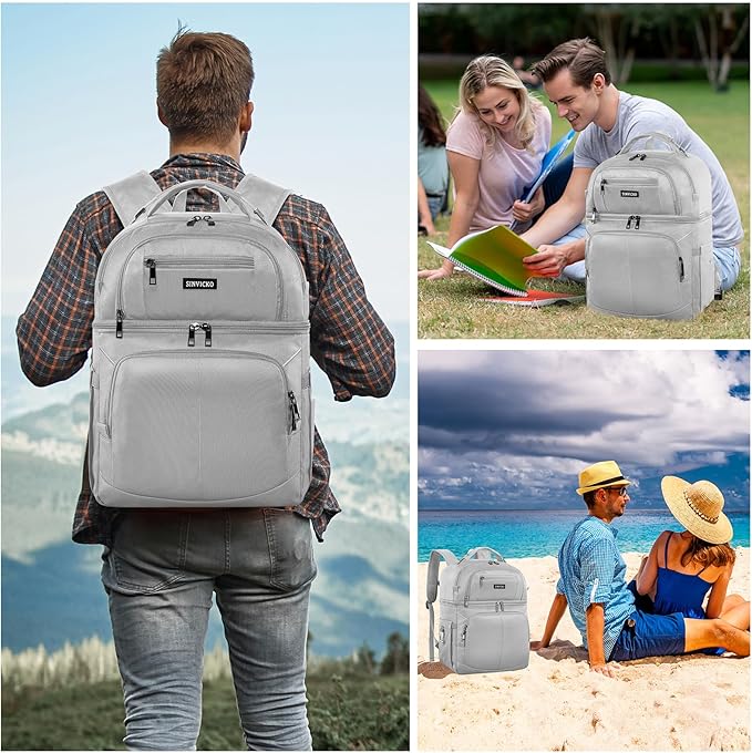 Insulated Cooler Backpack,Double Deck Leakproof Cooler Bag,Insulated Backpack Cooler Lunch Backpack for Men Women