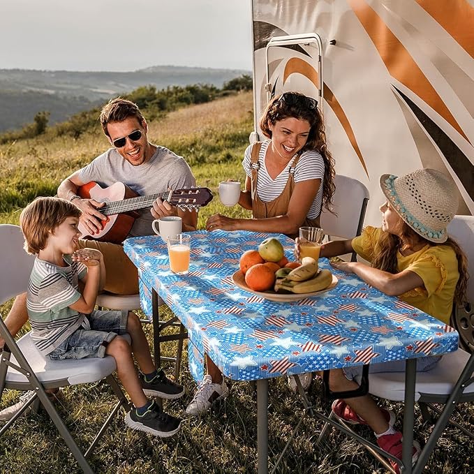 Picnic Table Cover with Bench Covers 8 Feet Water Proof Camping Table Clothes with Elastic Edge Hiking Rv Patio Equipment for Outside Car Travel Trips Gadgets Gift for Teenager Brother Sisters