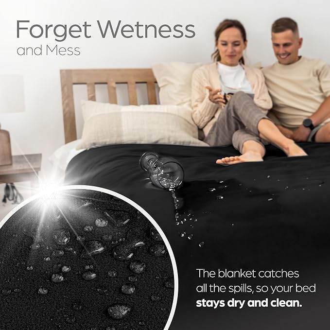 Waterproof Blanket Large – No Mess Soft and Cozy Waterproof Throw Blanket Against Accidents, Spill & Stain Proof Easy to Clean Splash Blanket Cover, Reversible Purple/Black 80”x90”