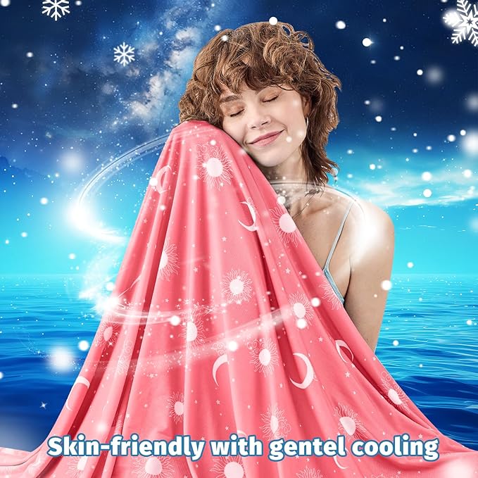 inhand Cooling Blanket Twin Size (60"x80") - Cooled Blankets for Hot Sleepers Lightweight Breathable Summer Blanket for Sleeping Night Sweats to Keep Cool in The Heat -Peach Pink