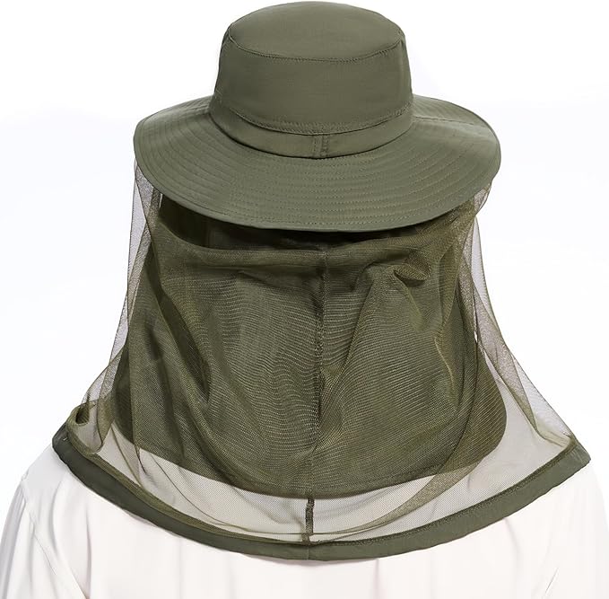 BASSDASH UPF 50+ Mosquito Net Hat with Stowable Neck Flap for Men Women Outdoor Fishing Hiking Camping Gardening FH17