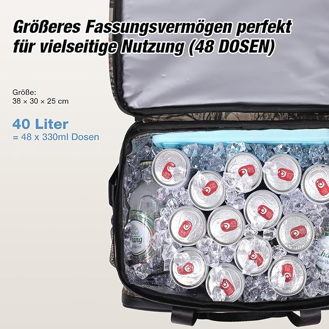 Insulated Cooler Bag 48/75 Cans, Soft Sided Portable Lunch Bag Coolers w/Zippered Top, Leak Proof PVC Interlayer, 5-Layer Insulation Large Ice Chest Bag for Travel, Camping, Beach, Picnic