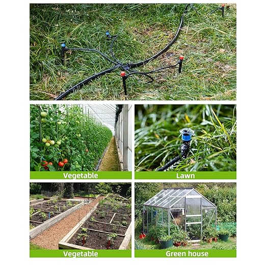 100Ft Drip Irrigation System Kit with Watering Kit Locked Fittings 360 Degree Micro Drip Sprayer Automatic Irrigation Equipment for Small Farm, Raised Bed 1/4 Inch 5/16 Inch Irrigation Tubing Hose