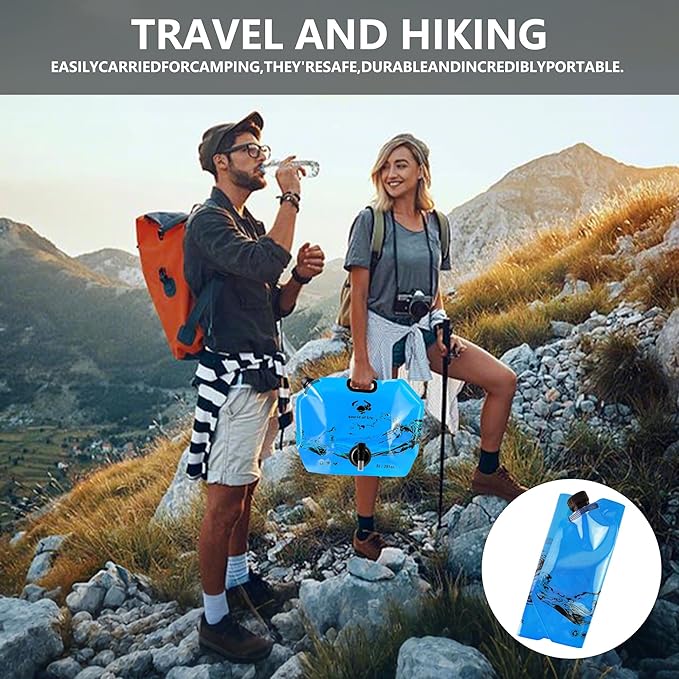 Collapsible 8L Water Storage Bag, BPA-Free Portable Folding Water Jug with Adjustable Faucet, Leakproof Emergency Water Bag for Camping, Hiking, Riding, Outdoor Sport (Blue, 1)