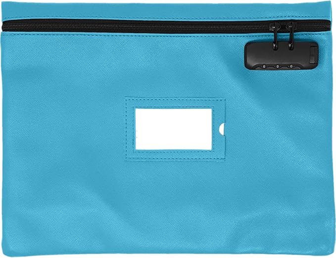 Notary Bag with Lock | 14x11 inch | Light blue | Zipper Notary Supplies Bag | Locking Notary Bag for Notary Kit, Stamp, Embosser, Ink Pad, and Valuables | Locking Document Bag | Journal Carrying Case