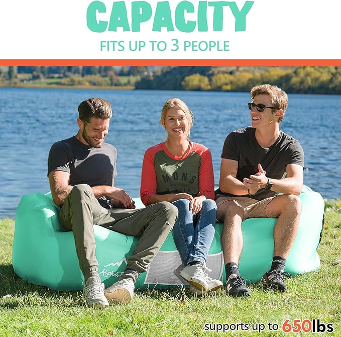 AlphaBeing Inflatable Lounger Beach Chair Accessories, Air Sofa Hammock Inflatable Couch for Camping Backyard Lakeside with Compression Sacks, Ideal Outdoor Gifts for Adults