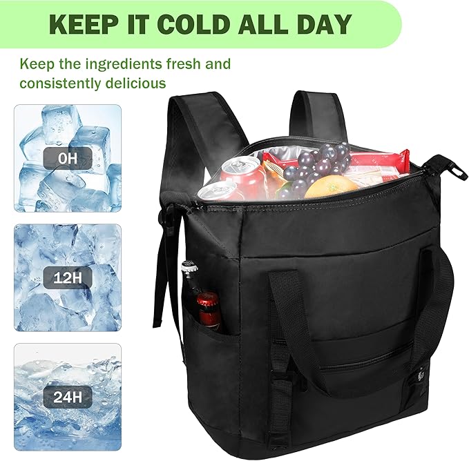 Tirrinia Cooler Backpack Waterproof Insulated for Men & Women,36 Cans Soft Leakproof Cooler Backpack, Portable Cooler for Camping, Beach, Fishing, Picnic, Travel, Outdoor