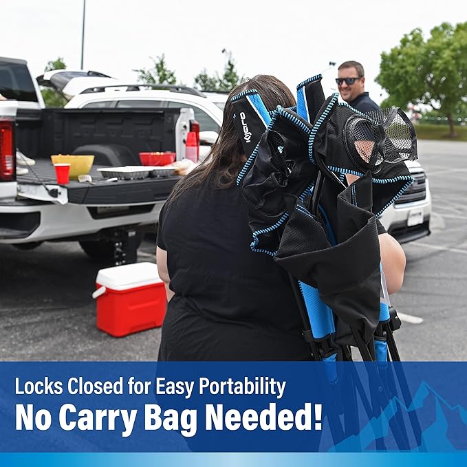 Kijaro Dual Lock Pro, Sports Fan Folding Chair, 26" L x 35.5" W x 37" H, Carolina Panthers