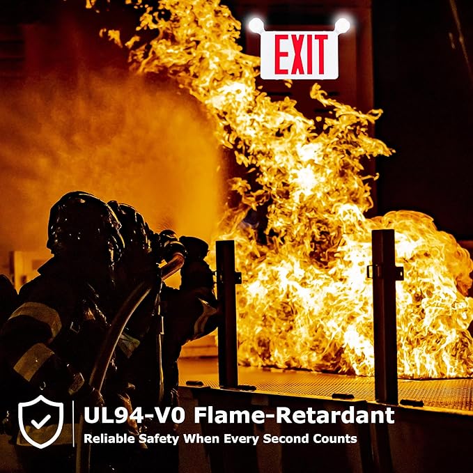 Gruenlich Red Exit Sign with Emergency Lights, 2 Adjustable LED Heads and Backup Battery, UL 924, AC 120/277V, Commercial Hardwired Exit Light for Business, 2 Pack