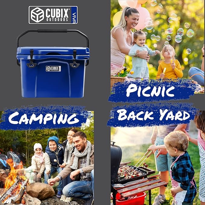 Viva 25QT Portable Rotomolded Hard Cooler, 5-Day Ice Cold Retention, Travel, Beach, Camping, Fishing