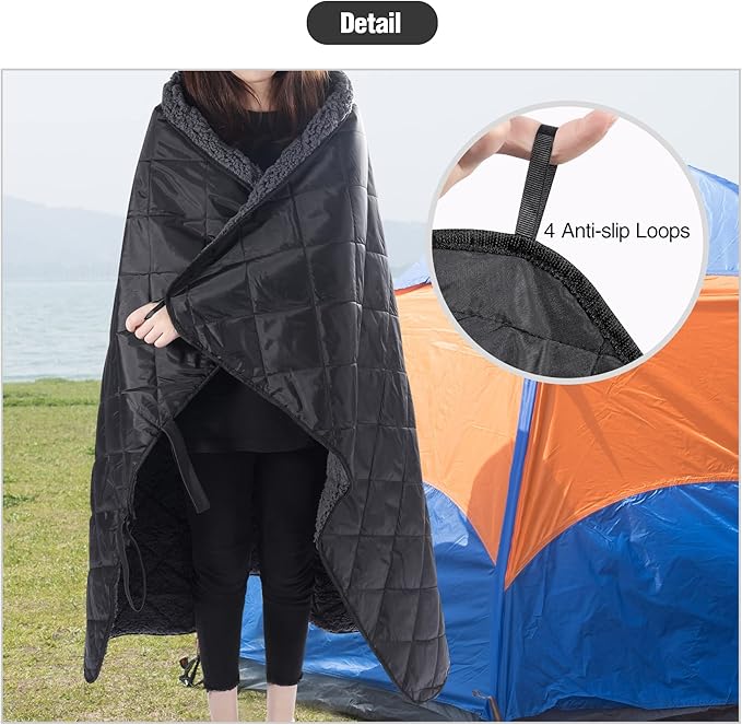 REDCAMP Waterproof Stadium Blanket with Sherpa Lining, Cold Weather Car Blanket Windproof for Outdoor Camping, Machine Washable (50"x 59")