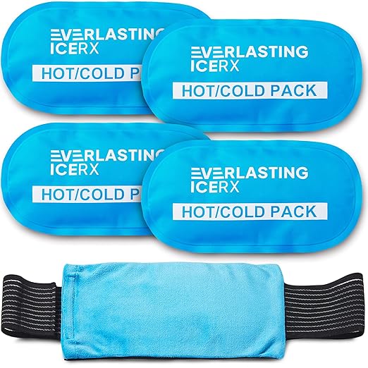 Reusable Hot and Cold Gel Ice Pack Wrap (4 Pack) for Injuries - Adjustable & Flexible for Knees, Back, Shoulders, Arms, and Legs - Reusable